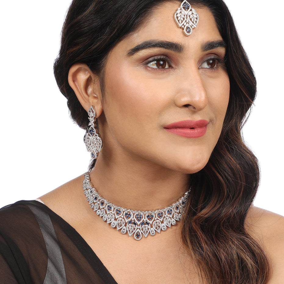 Opal Touch - Blue-White Choker Necklace -