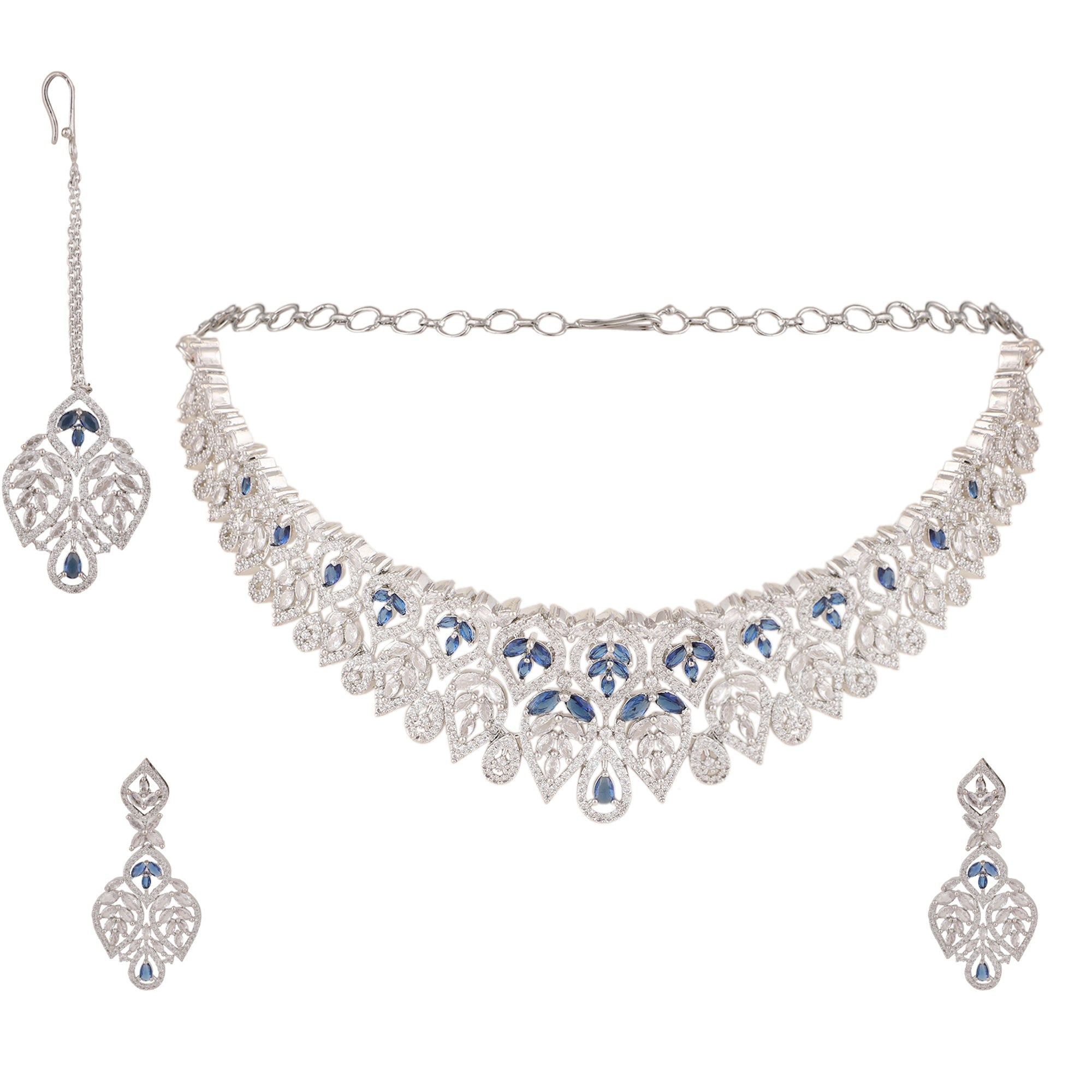Opal Touch - Blue-White Choker Necklace -