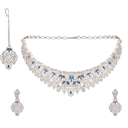 Opal Touch - Blue-White Choker Necklace -