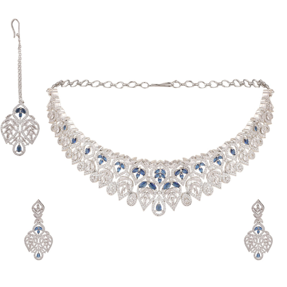 Opal Touch - Blue-White Choker Necklace -