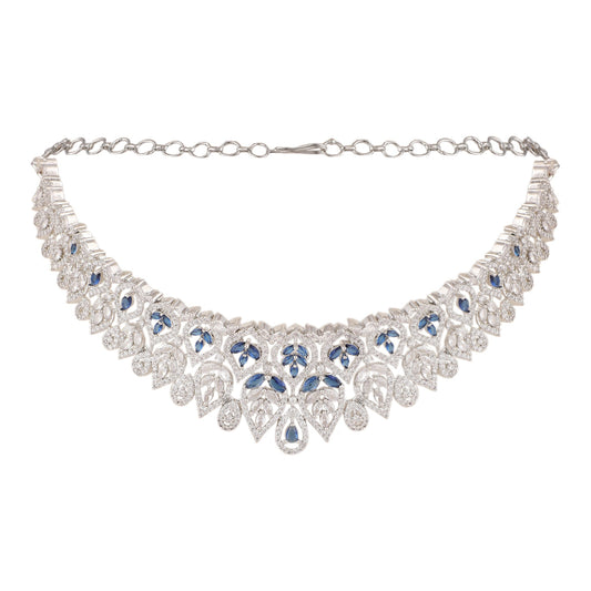 Opal Touch - Blue-White Choker Necklace -