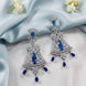 Blue - White Rhodium Earrings - Opal Touch