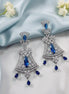 Blue - White Rhodium Earrings - Opal Touch