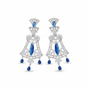 Blue - White Rhodium Earrings - Opal Touch