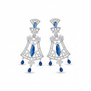 Blue - White Rhodium Earrings - Opal Touch