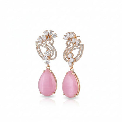 Blush Bloom Rose Gold Earrings - Opal Touch
