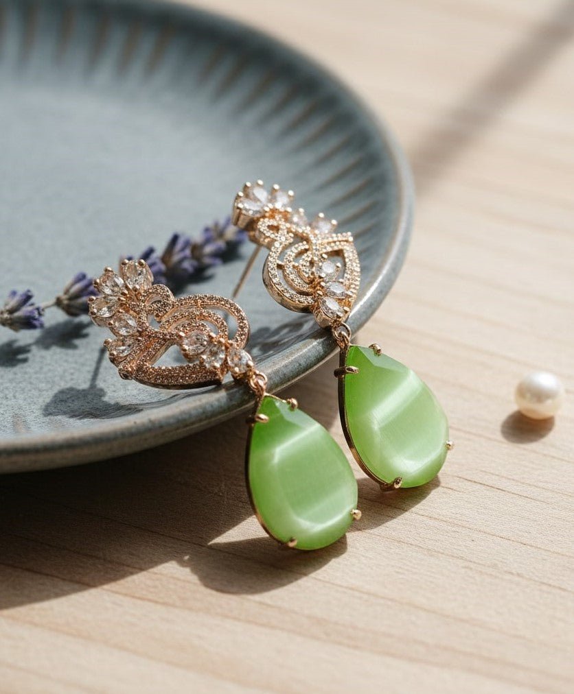 Blush Bloom Rose Gold Earrings - Opal Touch