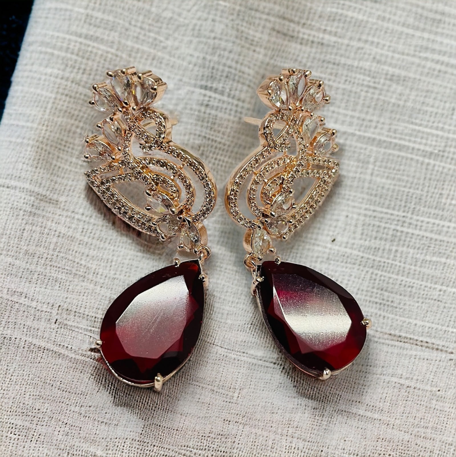 Opal Touch - Blush Bloom Rose Gold Earrings - Earrings