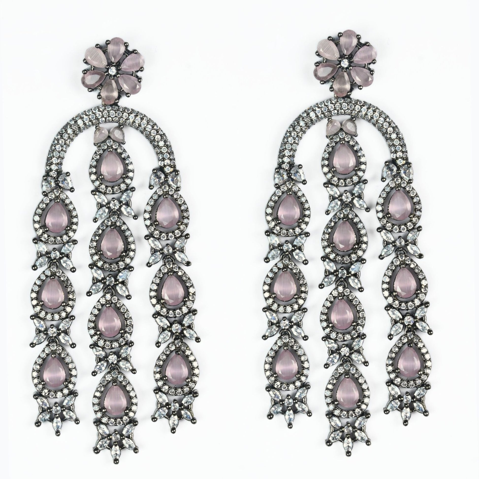 Earrings - Blush Glow Dangler Earrings - Opal Touch