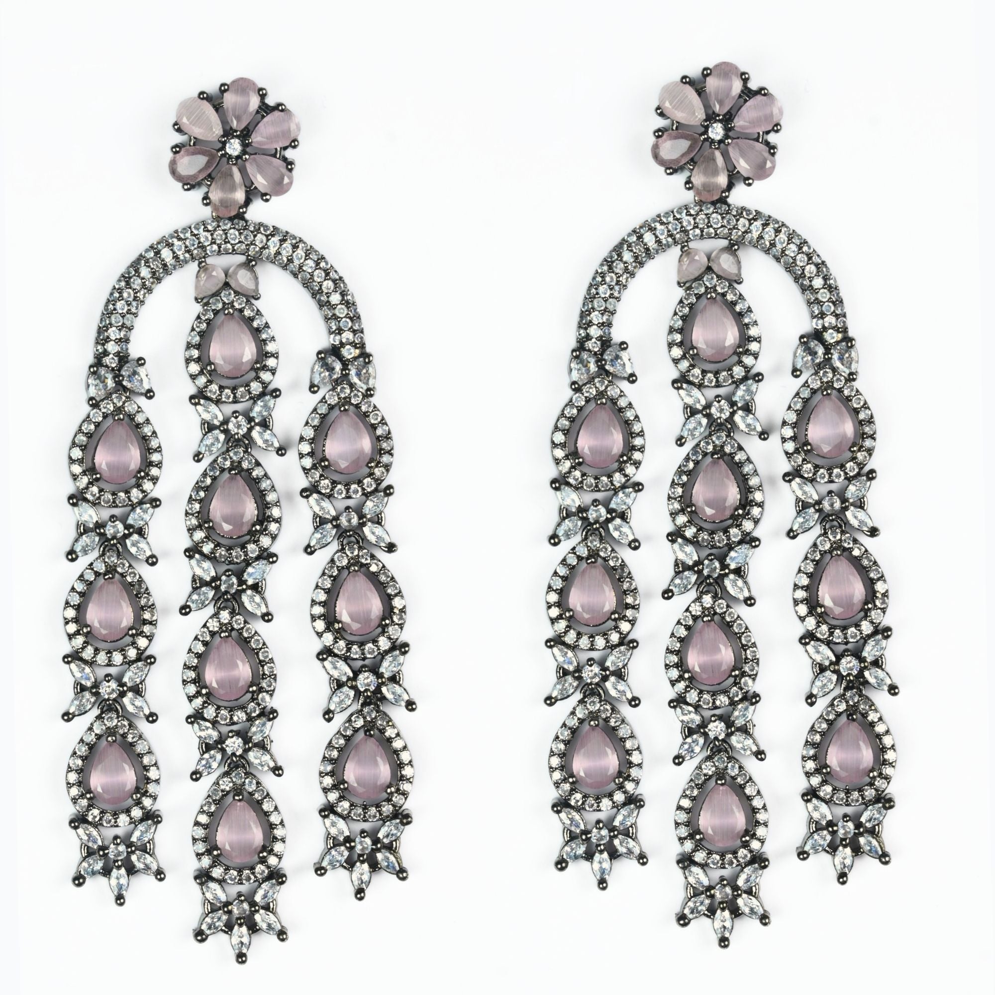 Earrings - Blush Glow Dangler Earrings - Opal Touch