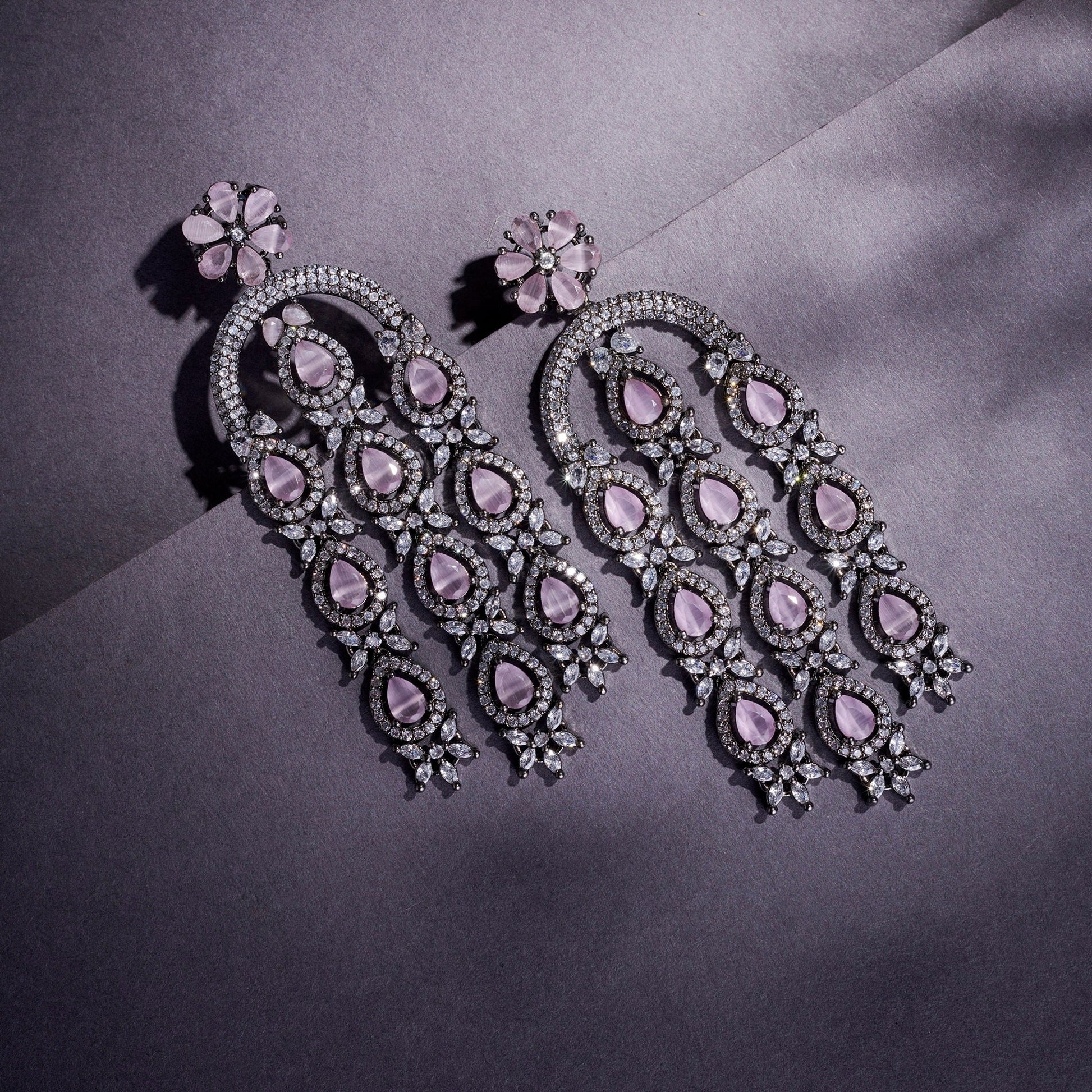 Earrings - Blush Glow Dangler Earrings - Opal Touch