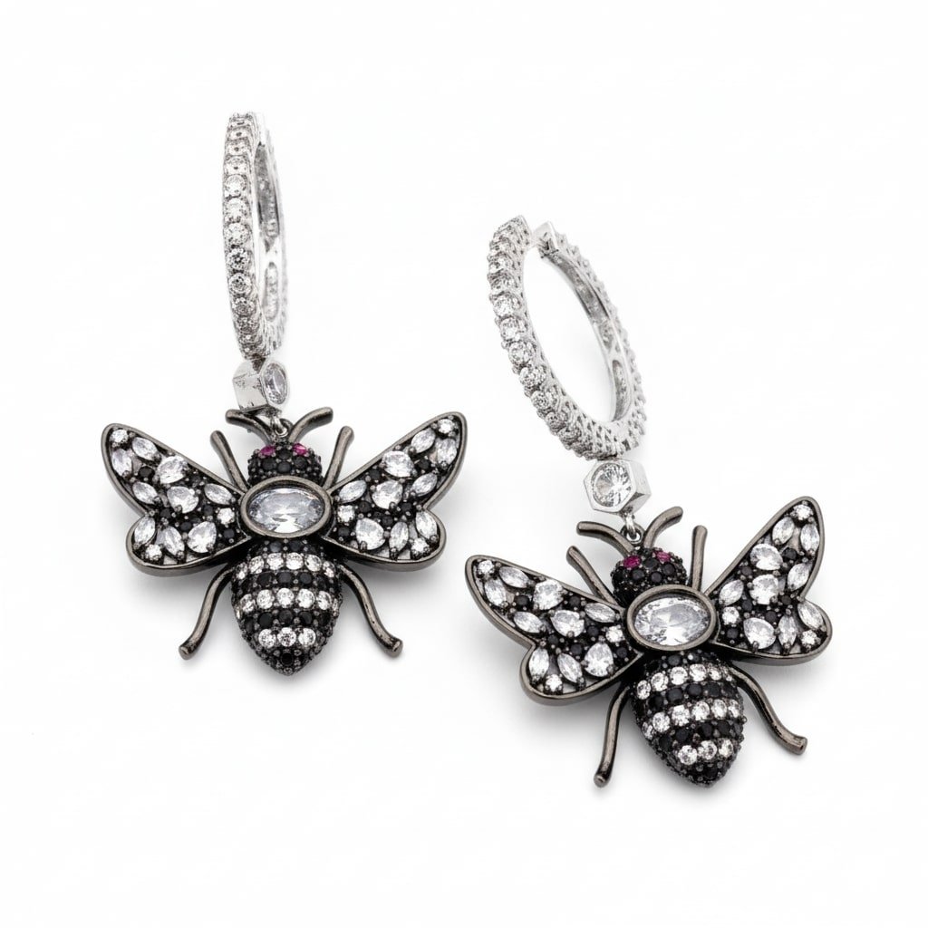 Blushing Petals Earrings in Black Plated Pink - Opal Touch