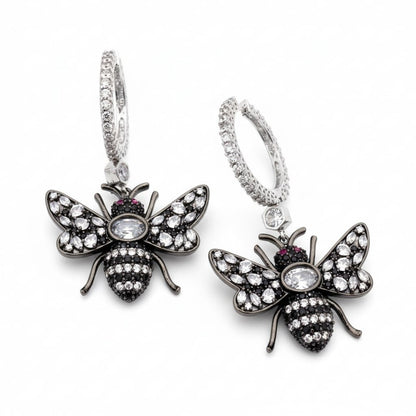 Blushing Petals Earrings in Black Plated Pink - Opal Touch