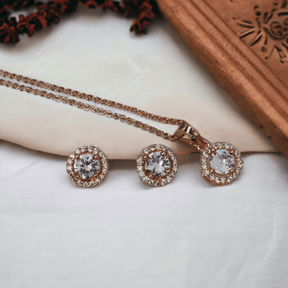 Opal Touch - Bold Rose Gold Locket Set with Round Pendant - Locket Set