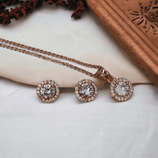 Opal Touch - Bold Rose Gold Locket Set with Round Pendant - Locket Set