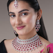 Bridal Cubic Zirconia Chocker Necklace Set With Tika - Opal Touch