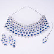 Opal Touch - Bridal Cubic Zirconia Chocker Necklace Set With Tika - Necklace