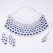 Opal Touch - Bridal Cubic Zirconia Chocker Necklace Set With Tika - Necklace