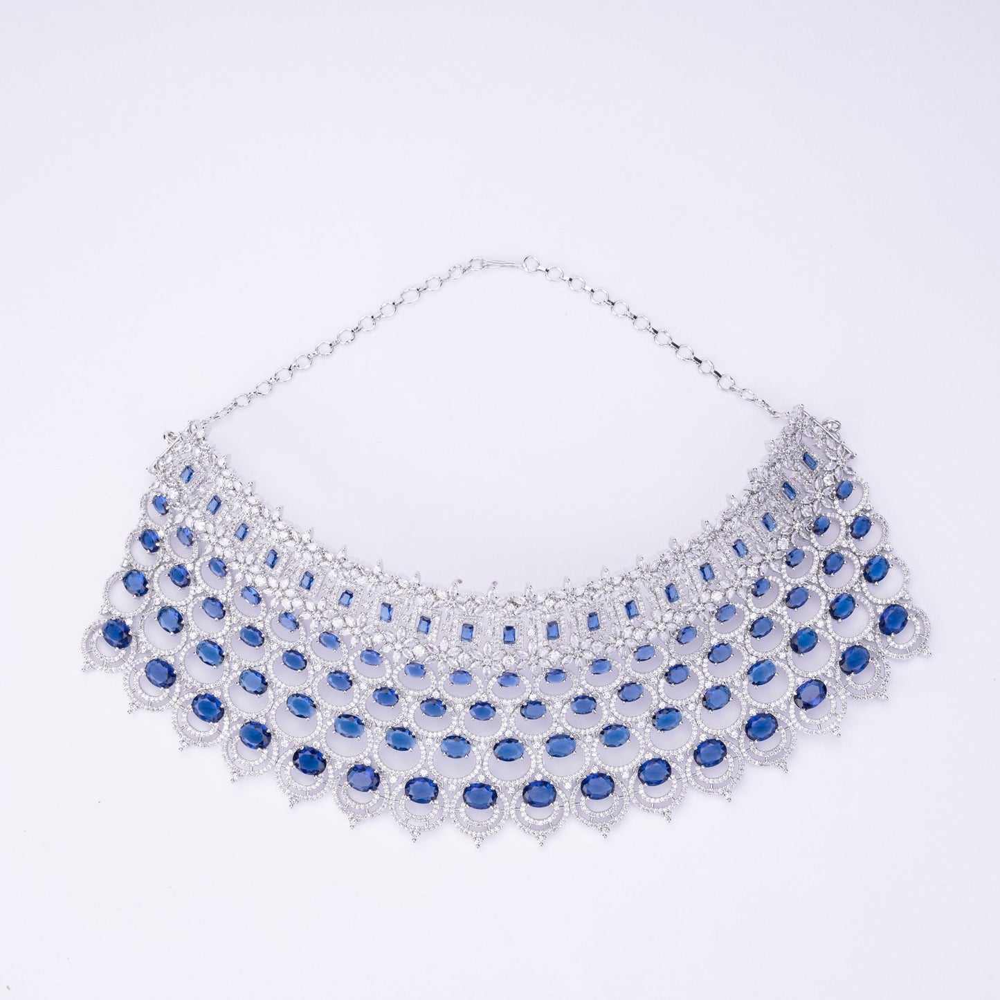 Opal Touch - Bridal Cubic Zirconia Chocker Necklace Set With Tika - Necklace