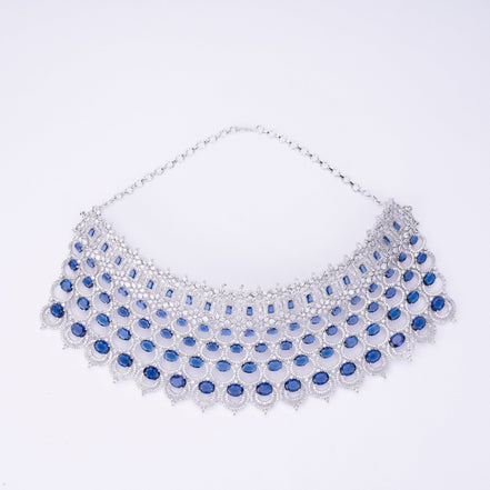 Opal Touch - Bridal Cubic Zirconia Chocker Necklace Set With Tika - Necklace