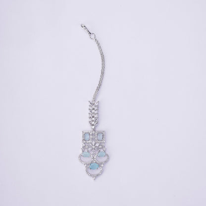 Opal Touch - Bridal Cubic Zirconia Chocker Necklace Set With Tika - Necklace