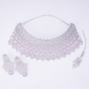 Opal Touch - Bridal Cubic Zirconia Chocker Necklace Set With Tika - Necklace