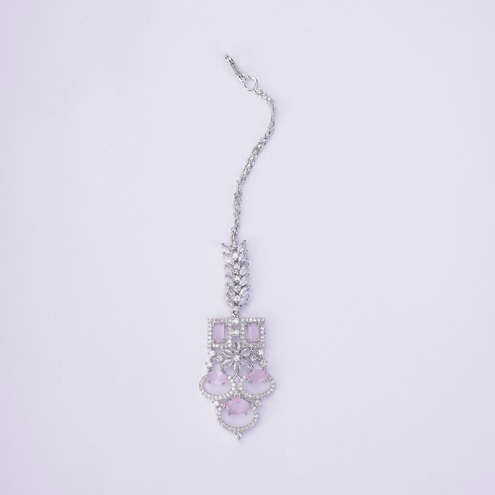 Opal Touch - Bridal Cubic Zirconia Chocker Necklace Set With Tika - Necklace