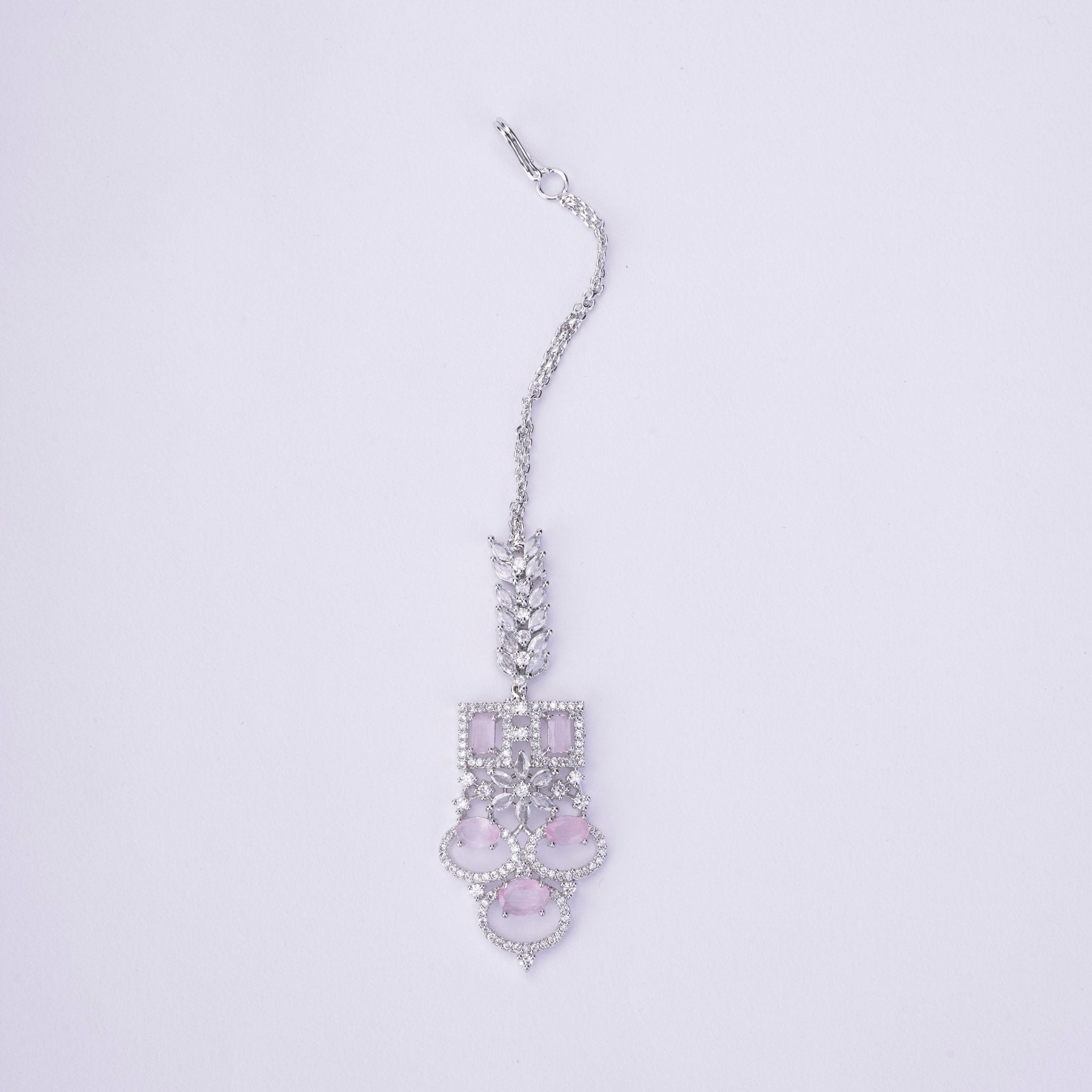 Opal Touch - Bridal Cubic Zirconia Chocker Necklace Set With Tika - Necklace