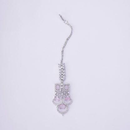 Opal Touch - Bridal Cubic Zirconia Chocker Necklace Set With Tika - Necklace