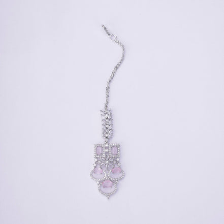 Opal Touch - Bridal Cubic Zirconia Chocker Necklace Set With Tika - Necklace