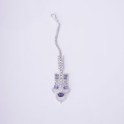 Opal Touch - Bridal Cubic Zirconia Chocker Necklace Set With Tika - Necklace