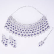 Opal Touch - Bridal Cubic Zirconia Chocker Necklace Set With Tika - Necklace