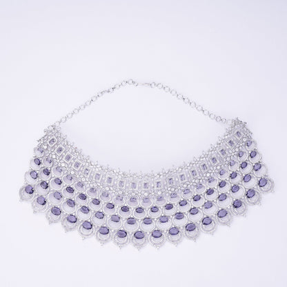 Opal Touch - Bridal Cubic Zirconia Chocker Necklace Set With Tika - Necklace