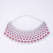 Opal Touch - Bridal Cubic Zirconia Chocker Necklace Set With Tika - Necklace