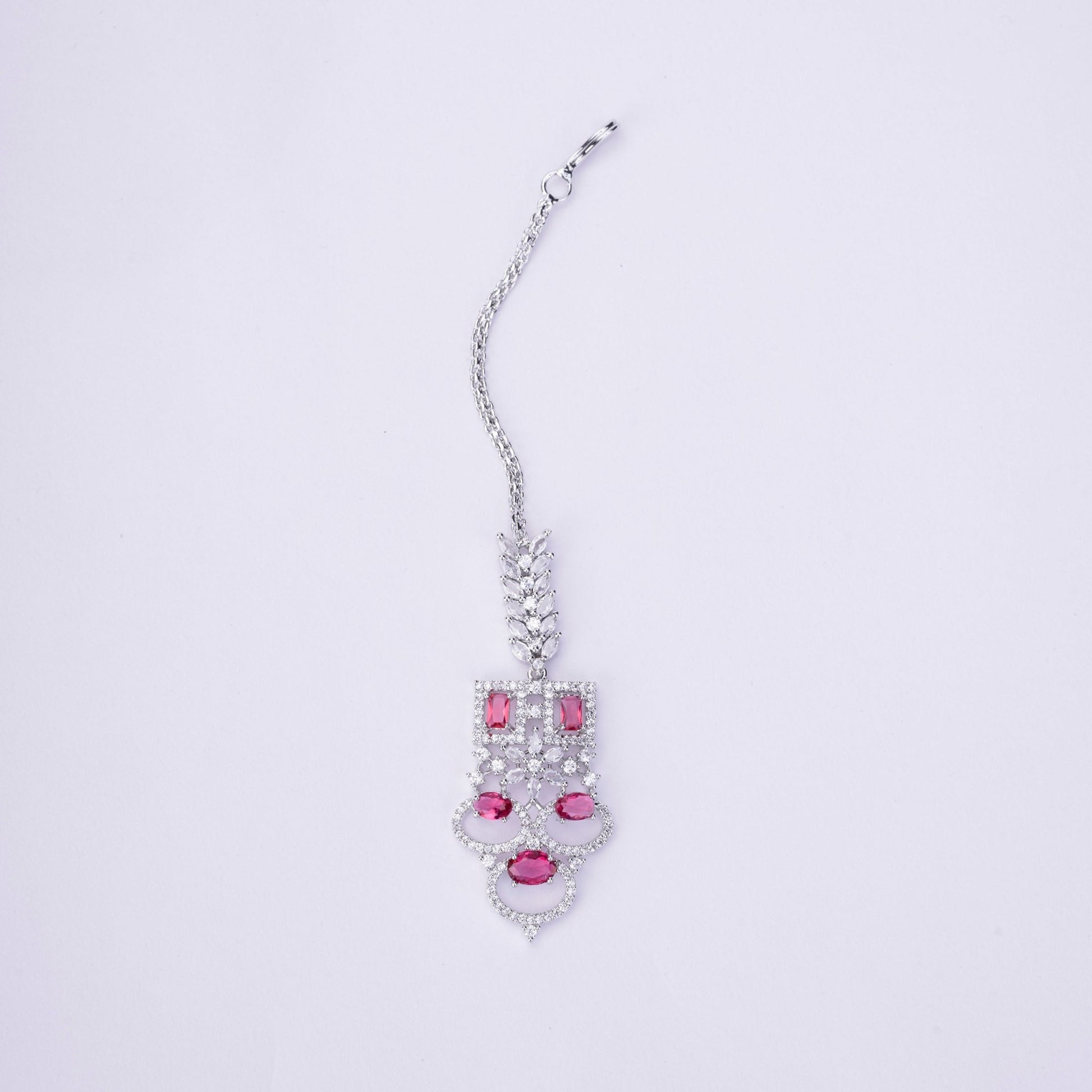 Opal Touch - Bridal Cubic Zirconia Chocker Necklace Set With Tika - Necklace