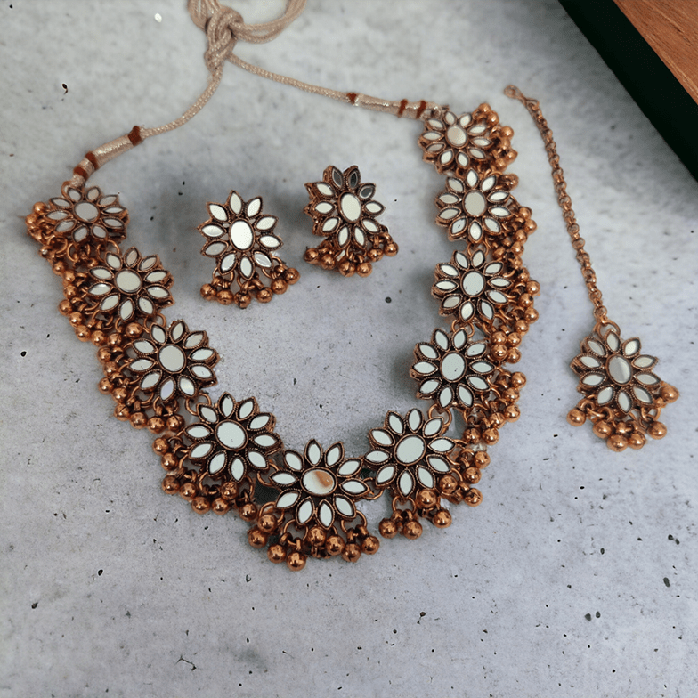 Opal Touch - Cascading Matte Star Necklace Set - Necklace