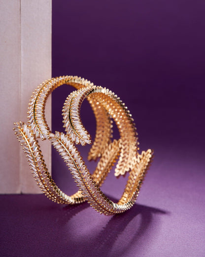 Opal Touch - Cascading Twilight Whispers Gold Bangles (Pack of 2) - Bangles