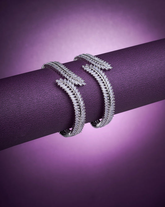 Opal Touch - Cascading Twilight Whispers Rhodium Bangles (Pack of 2) - Bangles