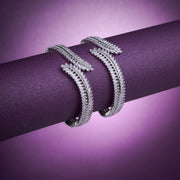 Opal Touch - Cascading Twilight Whispers Rhodium Bangles (Pack of 2) - Bangles