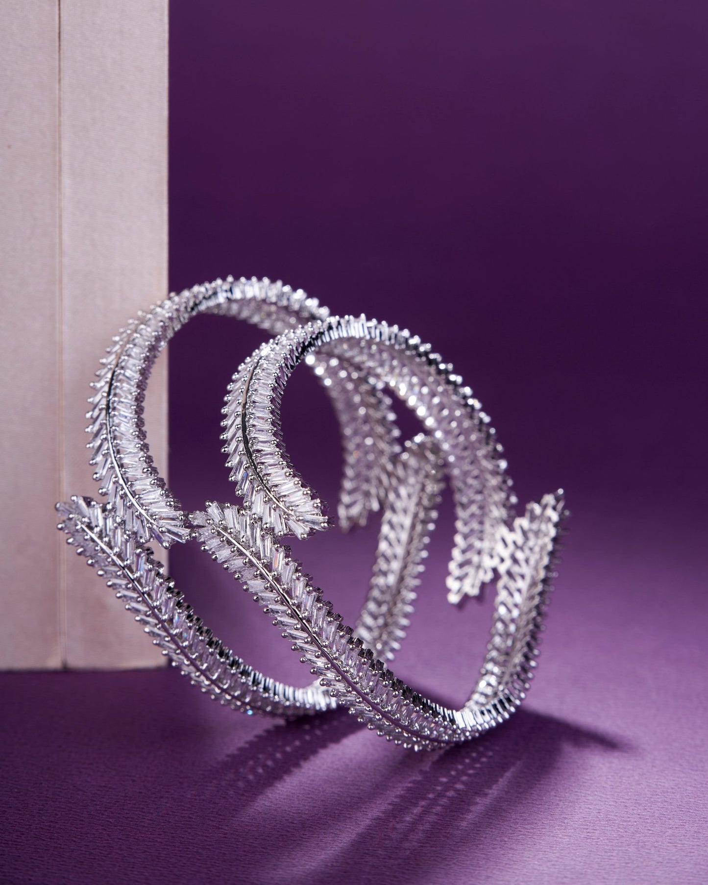 Opal Touch - Cascading Twilight Whispers Rhodium Bangles (Pack of 2) - Bangles