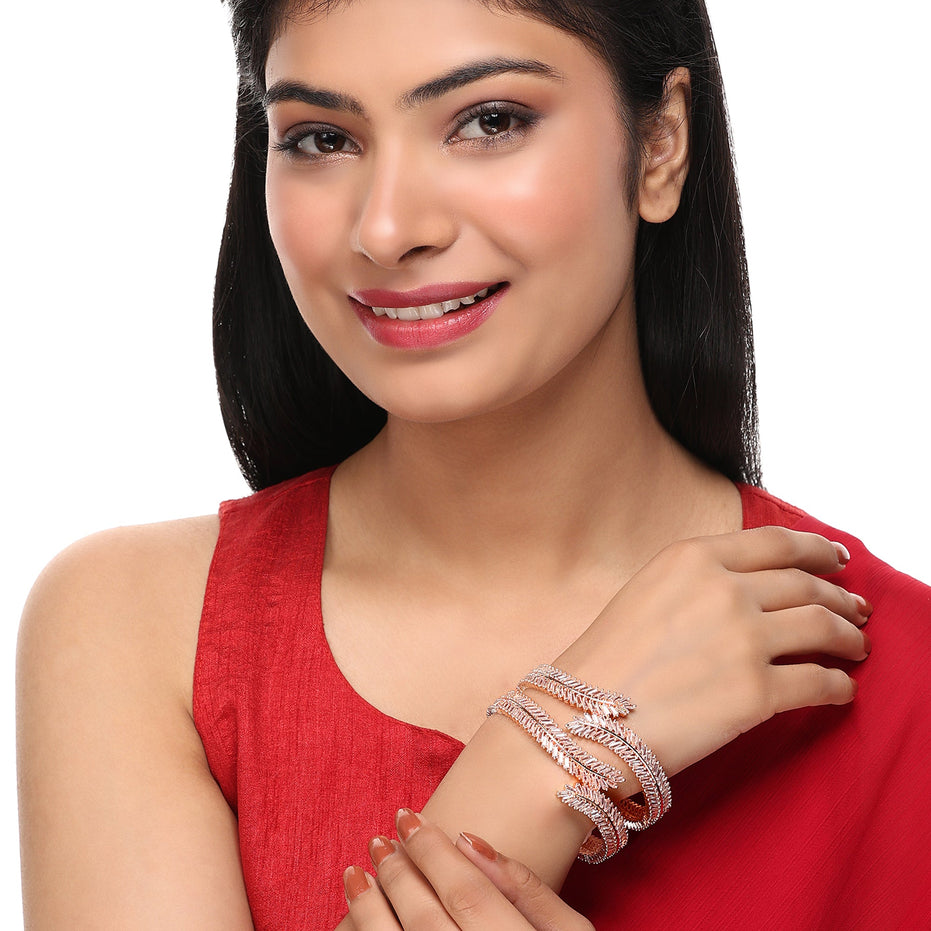 Cascading Twilight Whispers Rose Gold Bangles (Pack of 2) - Opal Touch