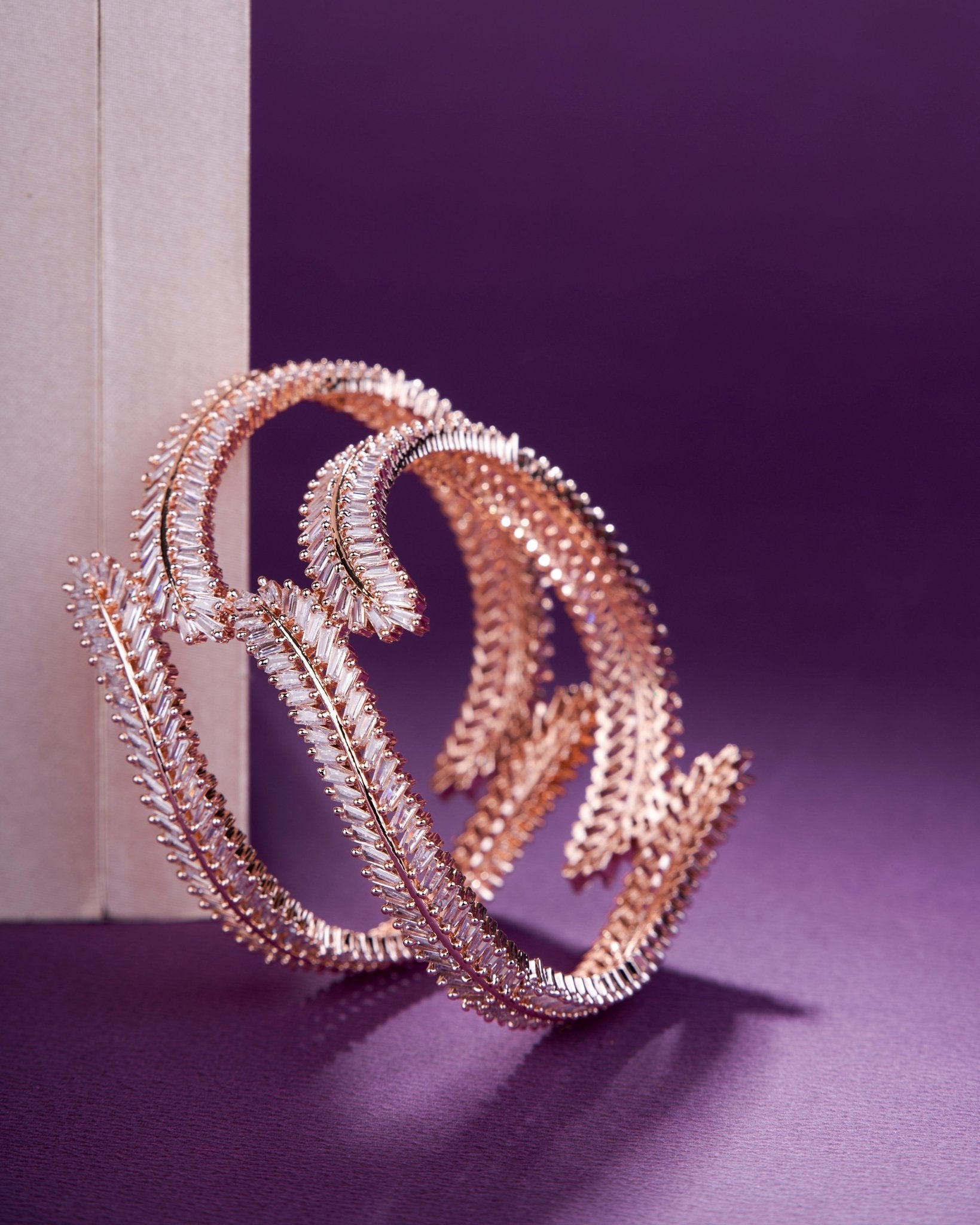 Opal Touch - Cascading Twilight Whispers Rose Gold Bangles (Pack of 2) - Bangles