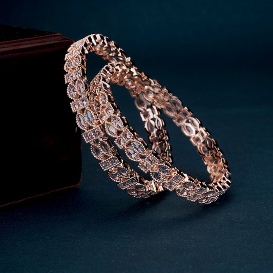Bangles - Celestia Gleam Rose Gold Bangles - Opal Touch