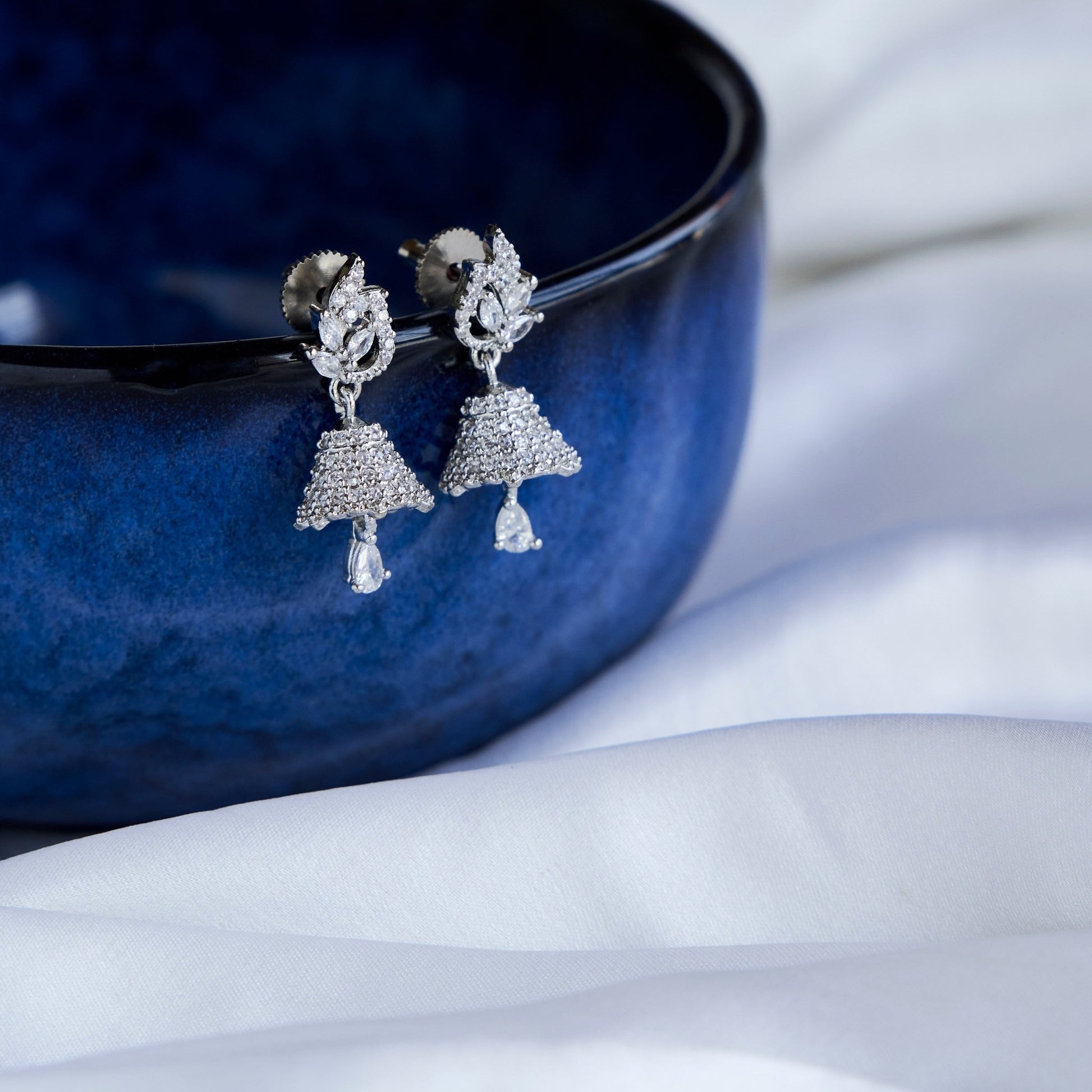 Jhumka - Celestial Charm Rhodium Jhumkas - Opal Touch