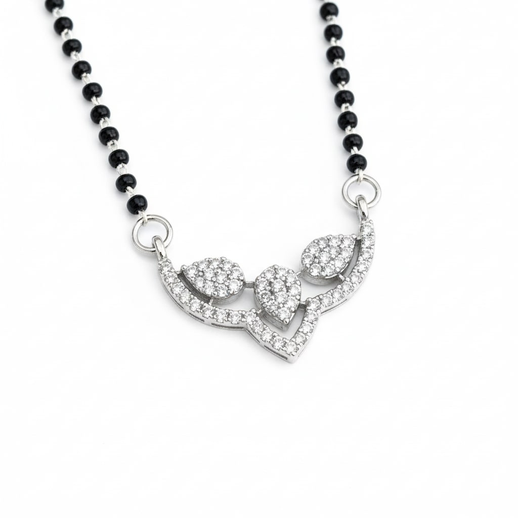 Celestial Knot Rhodium Mangalsutra - Opal Touch
