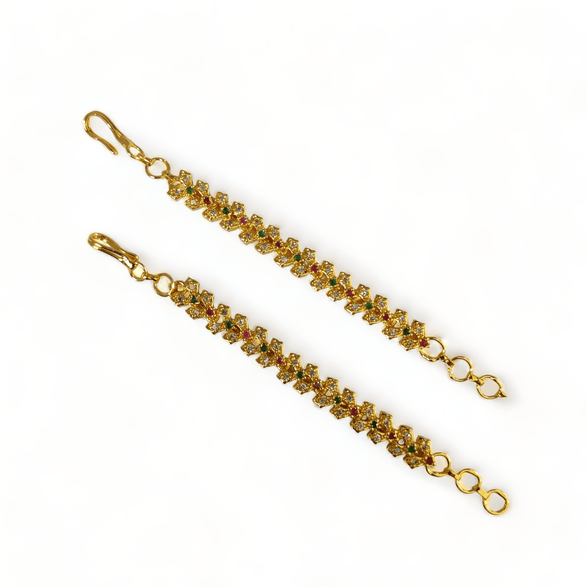 Opal Touch - Celestial Opulence Matil - Red-Green-White Gold Plated - Ear Chain