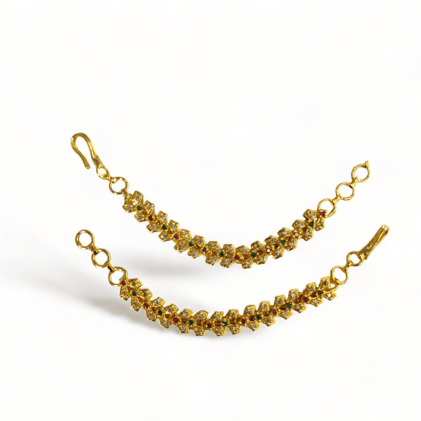 Opal Touch - Celestial Opulence Matil - Red-Green-White Gold Plated - Ear Chain