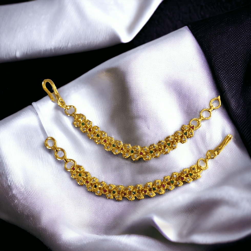 Opal Touch - Celestial Opulence Matil - Red-Green-White Gold Plated - Ear Chain