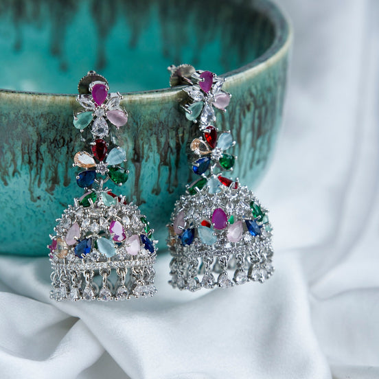 Jhumka - Celestial Rhodium Jhumka - Opal Touch