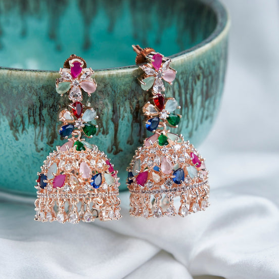 Jhumka - Celestial Rose Gold Jhumka - Opal Touch